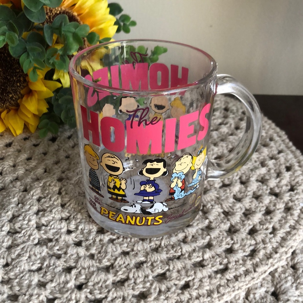 Peanuts ‘The Homies' Glass Mug with Colorful Characters